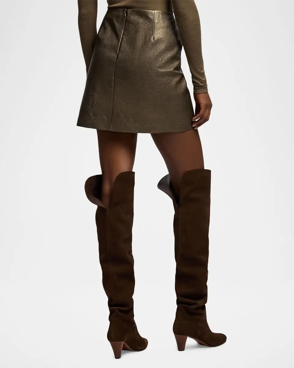 Ralph Lauren Collection Carreen Foiled Lambskin Skirt | Thumbnail 3 Ralph Lauren Collection Carreen Foiled Lambskin Skirt | Thumbnail 3