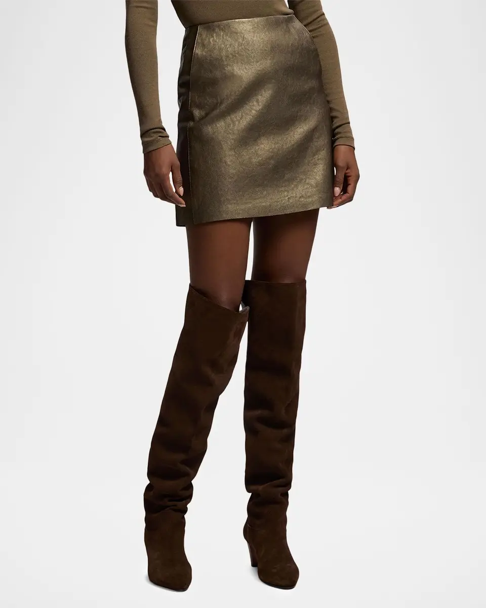 Ralph Lauren Collection Carreen Foiled Lambskin Skirt | Thumbnail 4 Ralph Lauren Collection Carreen Foiled Lambskin Skirt | Thumbnail 4