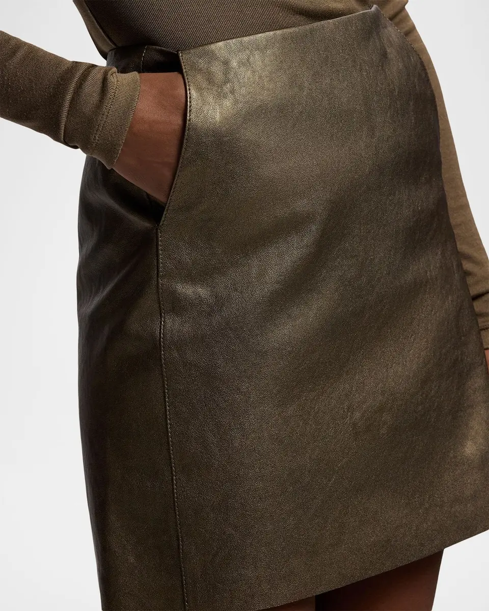 Ralph Lauren Collection Carreen Foiled Lambskin Skirt | Thumbnail 5 Ralph Lauren Collection Carreen Foiled Lambskin Skirt | Thumbnail 5