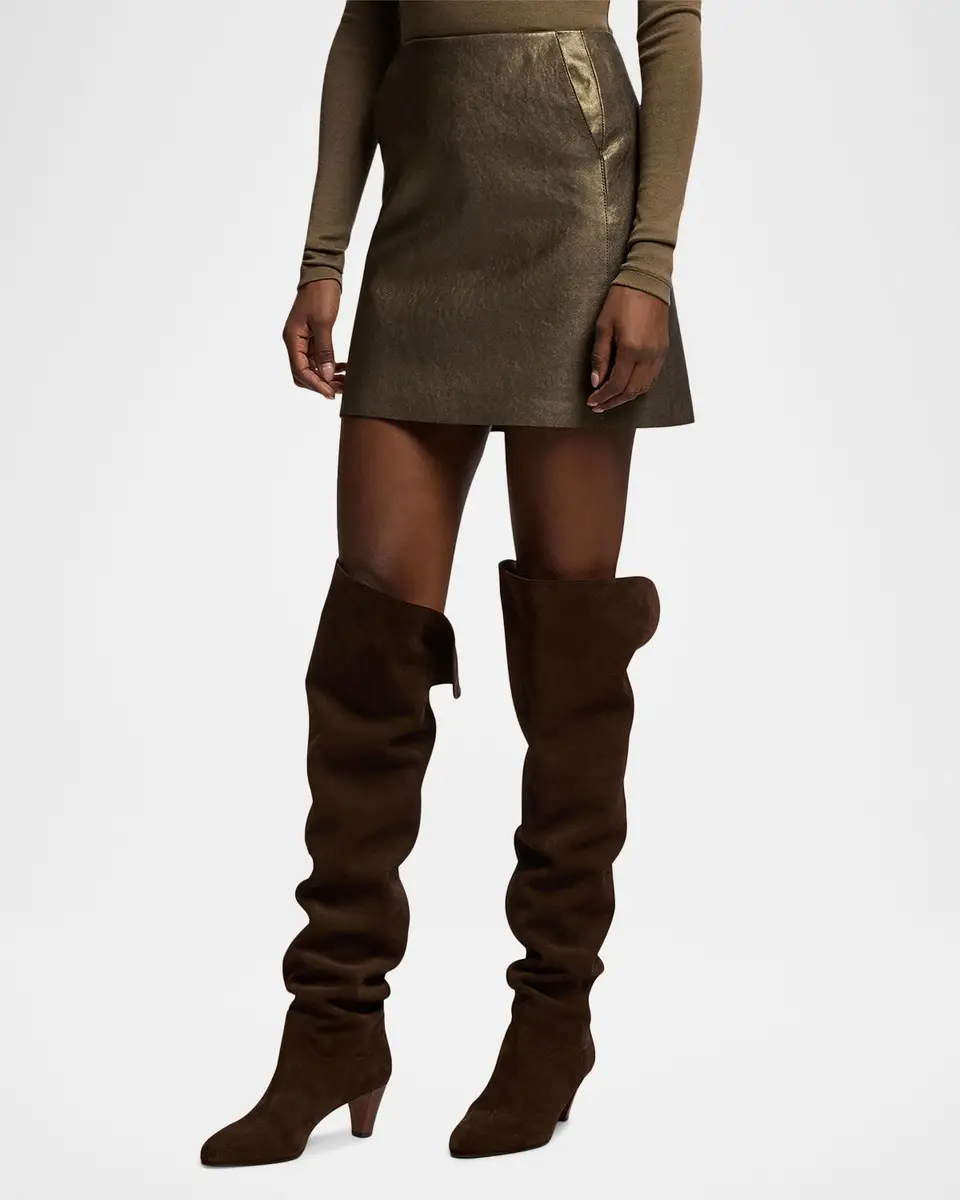 Ralph Lauren Collection Carreen Foiled Lambskin Skirt | Thumbnail 6 Ralph Lauren Collection Carreen Foiled Lambskin Skirt | Thumbnail 6
