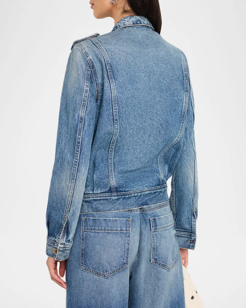 Nili Lotan Lorraine Acid-Washed Denim Jacket | Thumbnail 3 Nili Lotan Lorraine Acid-Washed Denim Jacket | Thumbnail 3