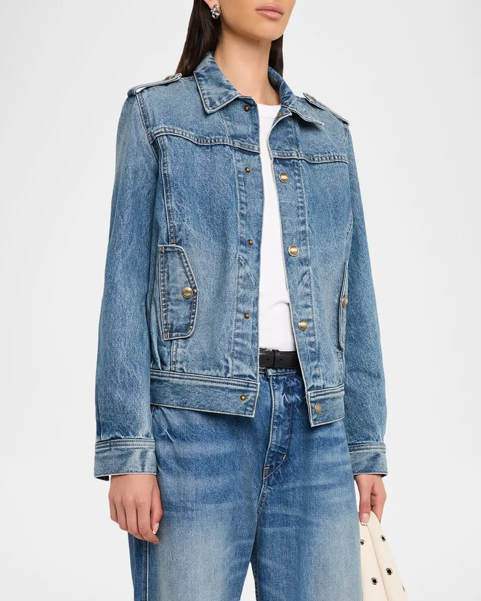 Nili Lotan Lorraine Acid-Washed Denim Jacket | Thumbnail 4 Nili Lotan Lorraine Acid-Washed Denim Jacket | Thumbnail 4