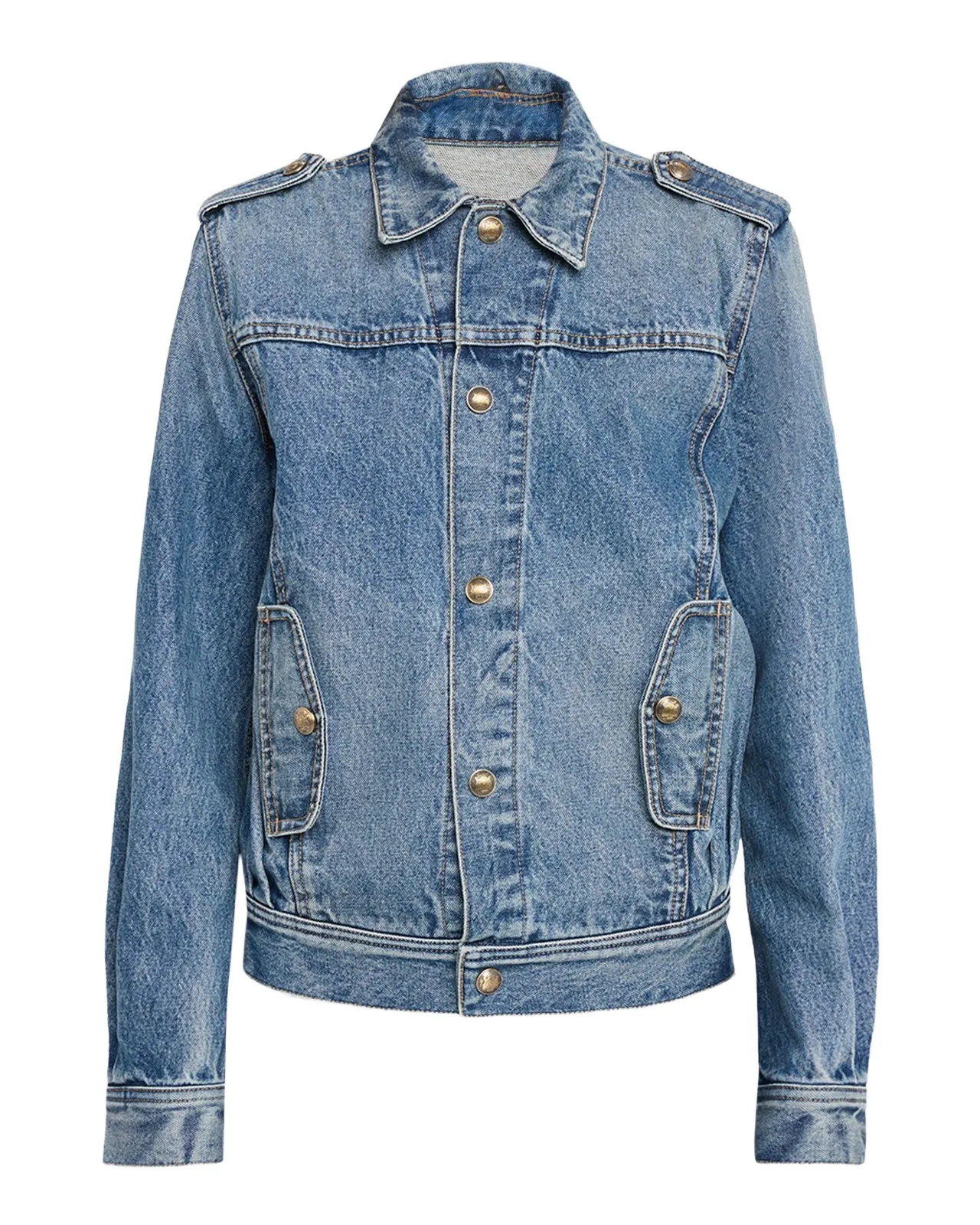 Nili Lotan Lorraine Acid-Washed Denim Jacket