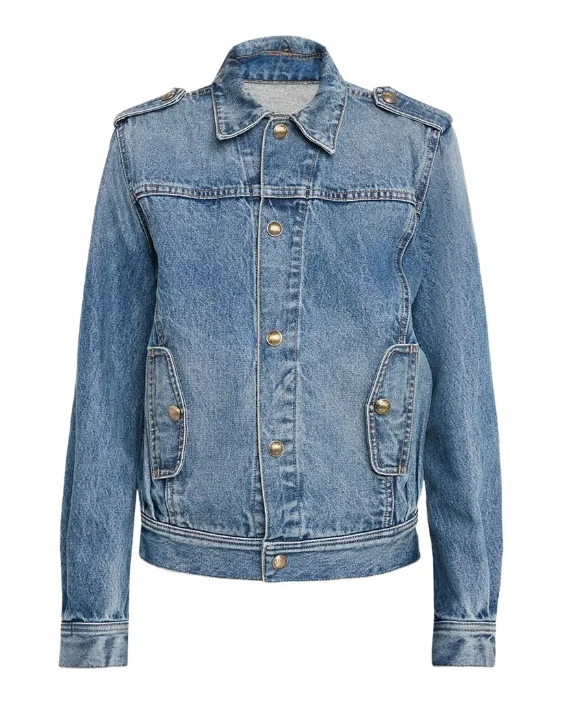 Nili Lotan Lorraine Acid-Washed Denim Jacket