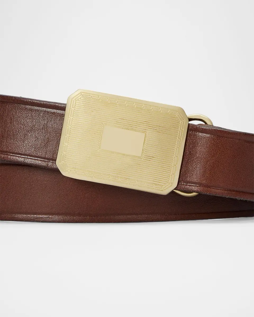 Polo Ralph Lauren Men's Engine Turned-Buckle Leather Belt | Thumbnail 2 Polo Ralph Lauren Men's Engine Turned-Buckle Leather Belt | Thumbnail 2
