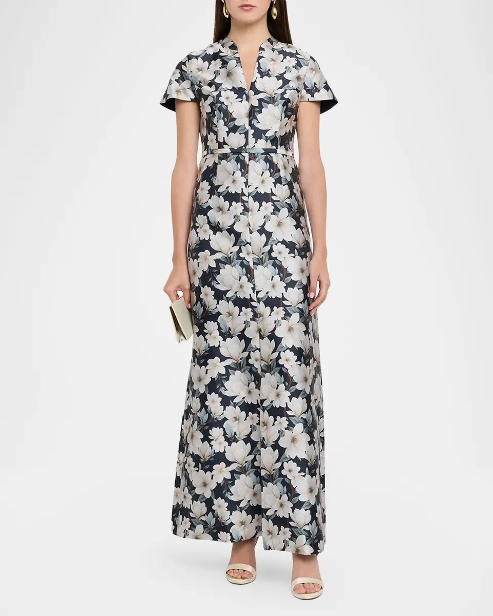 SACHIN & BABI Charlotte Floral-Print Mikado Gown | Thumbnail 2