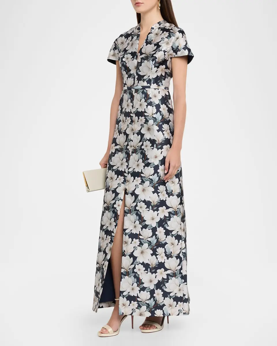 SACHIN & BABI Charlotte Floral-Print Mikado Gown | Thumbnail 4
