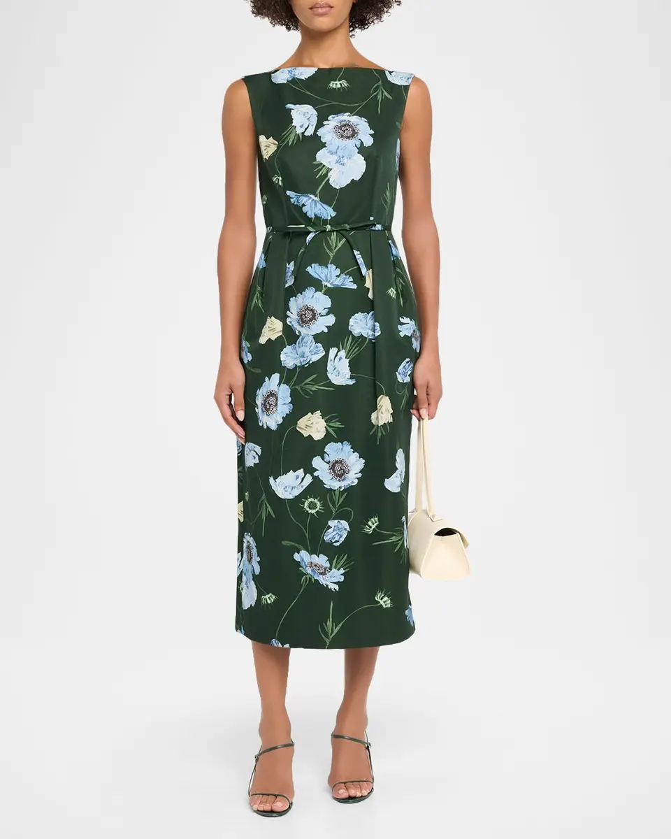 Erdem Floral Cotton Faille Midi Cocktail Dress | Thumbnail 2 Erdem Floral Cotton Faille Midi Cocktail Dress | Thumbnail 2
