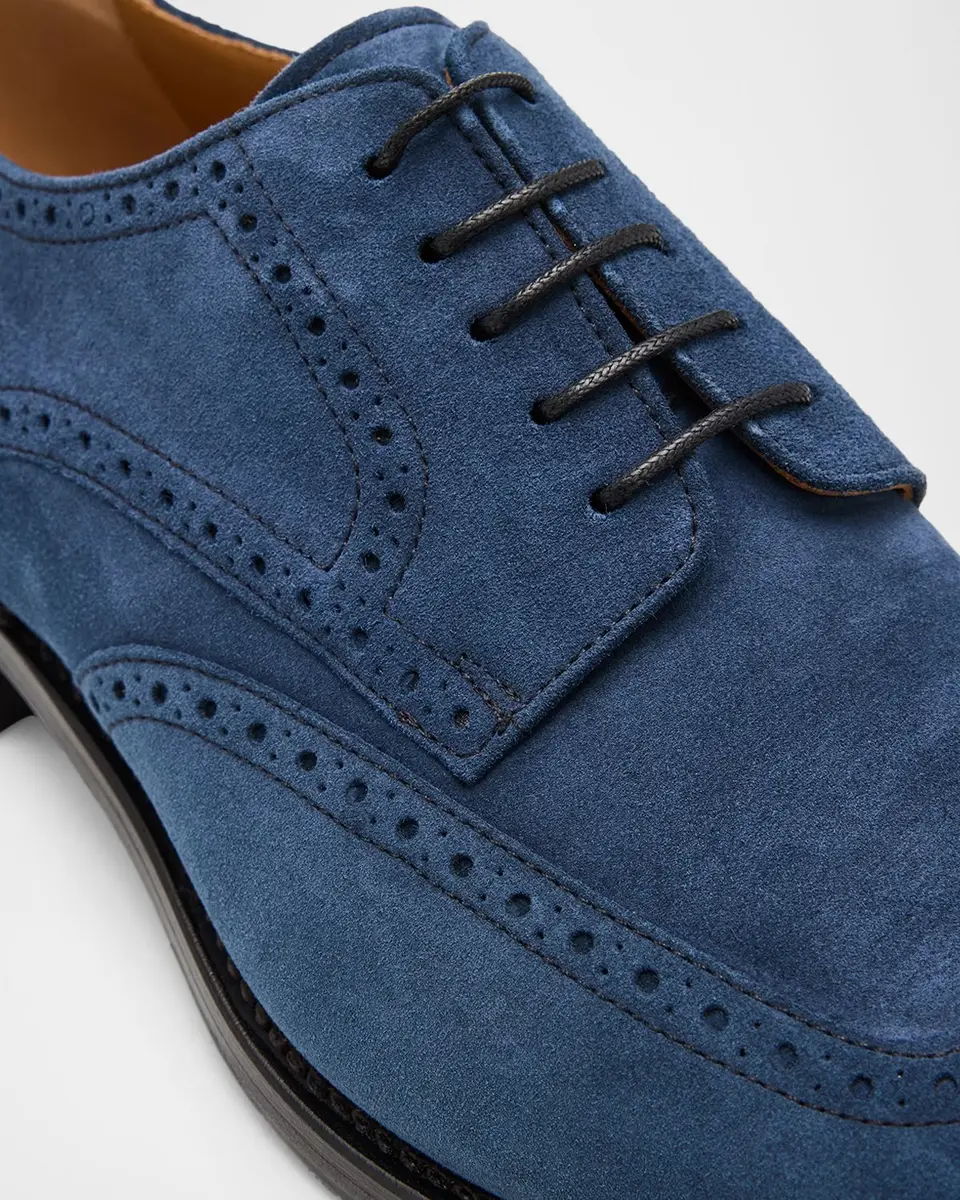 Kiton Men's Calfskin Suede Wingtip Brogue Derby Shoes | Thumbnail 5 Kiton Men's Calfskin Suede Wingtip Brogue Derby Shoes | Thumbnail 5