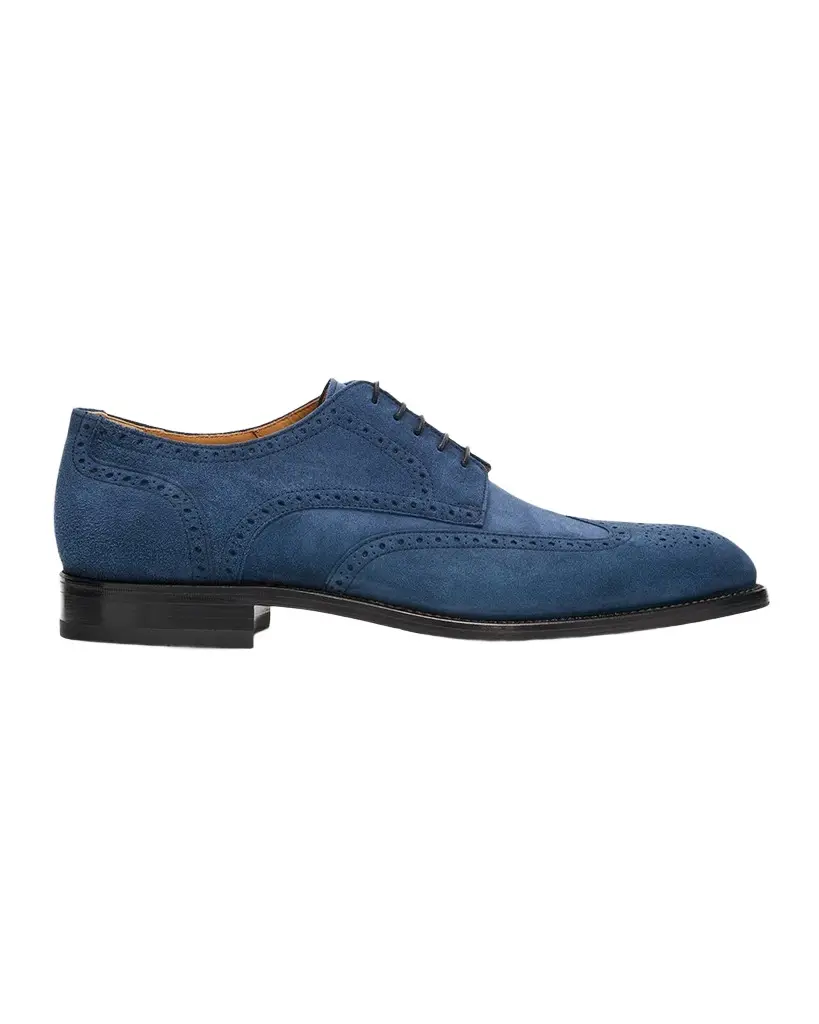 Kiton Men's Calfskin Suede Wingtip Brogue Derby Shoes