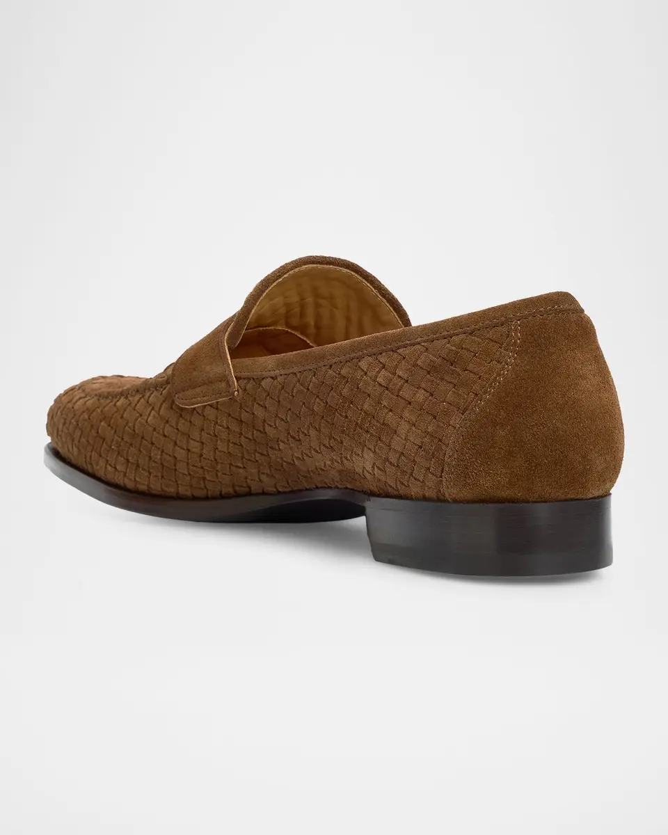 Kiton Men's Woven Calfskin Penny Loafers | Thumbnail 4 Kiton Men's Woven Calfskin Penny Loafers | Thumbnail 4