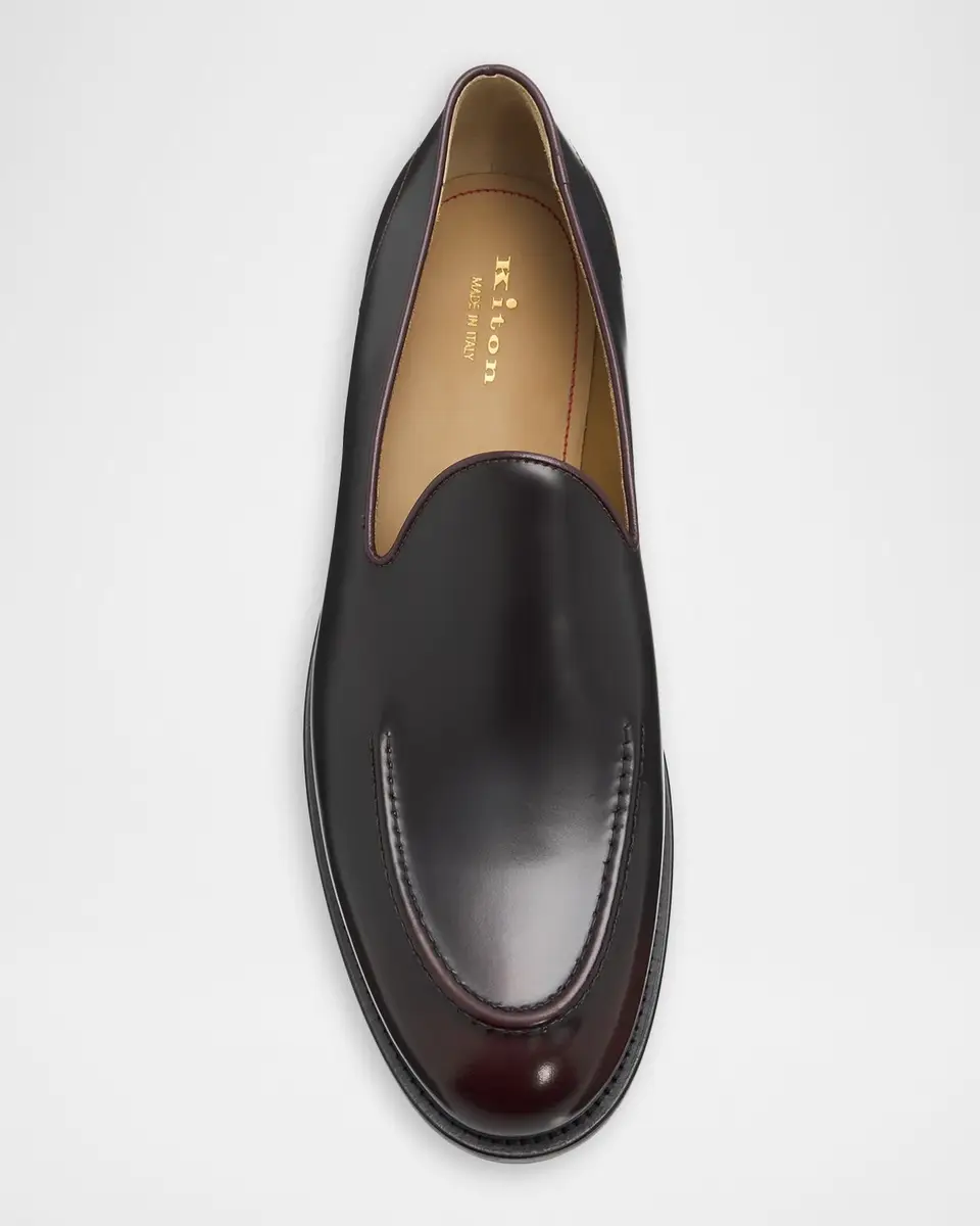 Kiton Men's Calfskin Apron-Toe Loafers | Thumbnail 6 Kiton Men's Calfskin Apron-Toe Loafers | Thumbnail 6