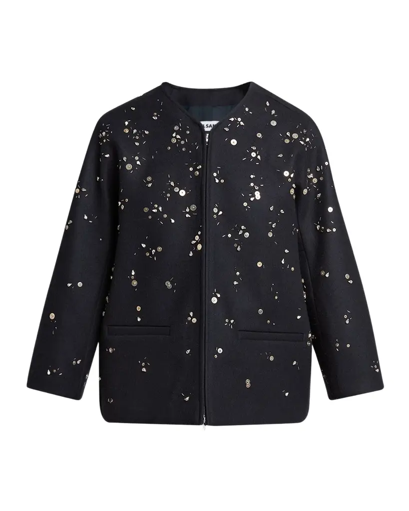 Jil Sander Embellished Wool Zip Jacket | Image 1 Jil Sander Embellished Wool Zip Jacket | Image 1