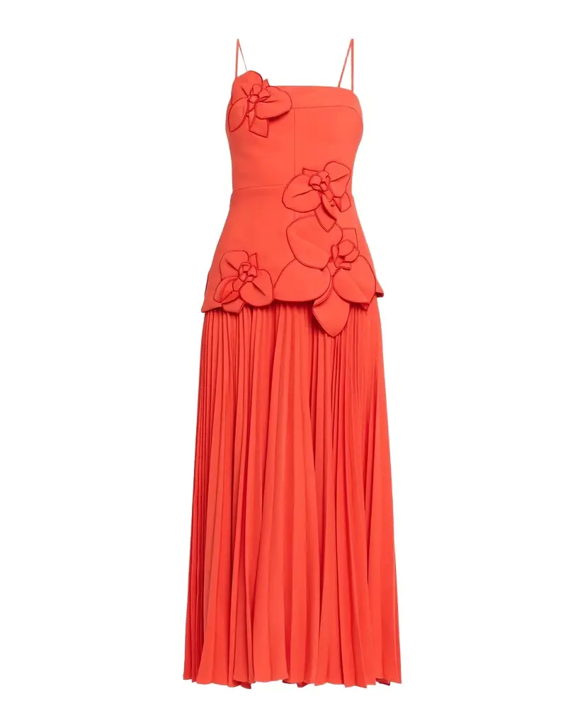 Acler Forever Young Avision Floral Appliqué Pleated Maxi Dress | Image 1 Acler Forever Young Avision Floral Appliqué Pleated Maxi Dress | Image 1