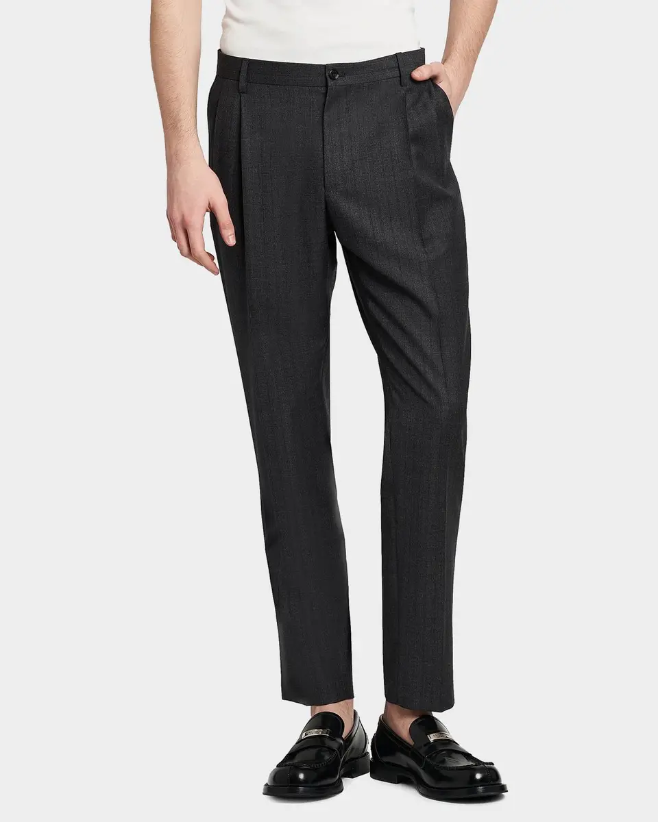 Dolce & Gabbana Men's Lana Gessata Pleated Trousers | Thumbnail 4 Dolce & Gabbana Men's Lana Gessata Pleated Trousers | Thumbnail 4