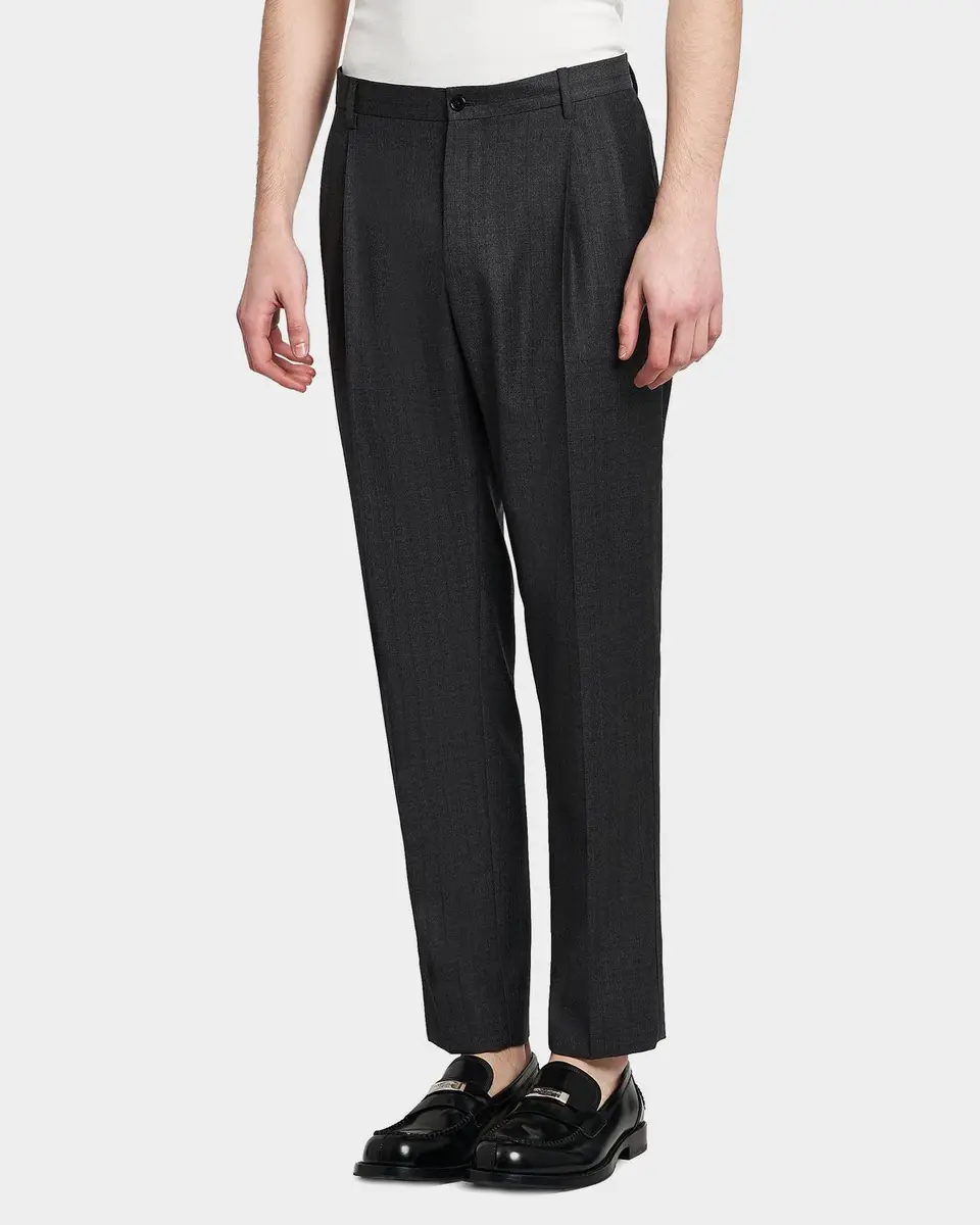 Dolce & Gabbana Men's Lana Gessata Pleated Trousers | Thumbnail 6 Dolce & Gabbana Men's Lana Gessata Pleated Trousers | Thumbnail 6