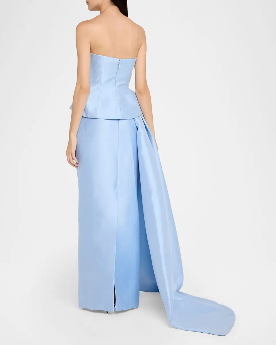 MONIQUE LHUILLIER Strapless Mikado Pique Peplum Drape Gown | Thumbnail 3 MONIQUE LHUILLIER Strapless Mikado Pique Peplum Drape Gown | Thumbnail 3