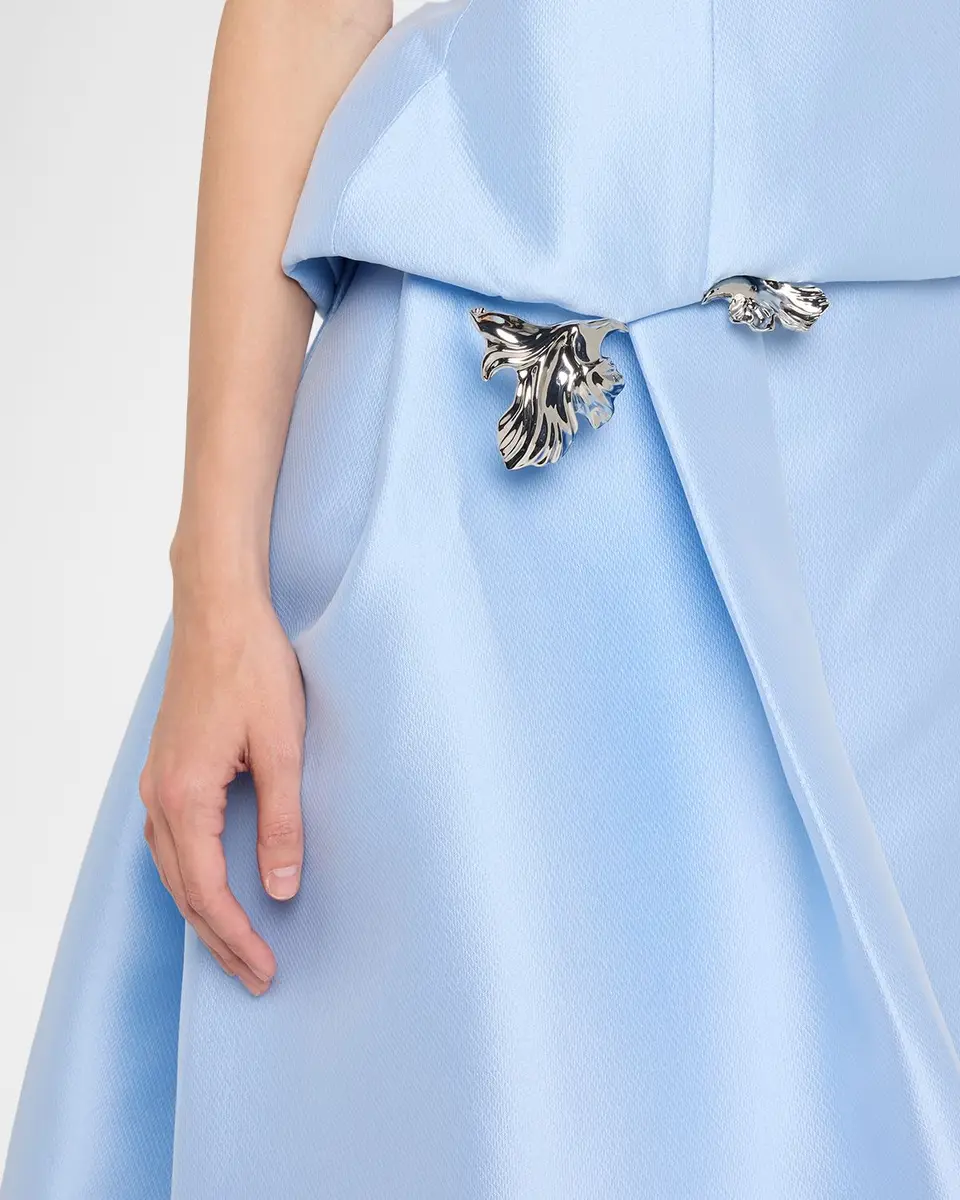 MONIQUE LHUILLIER Strapless Mikado Pique Peplum Drape Gown | Thumbnail 5 MONIQUE LHUILLIER Strapless Mikado Pique Peplum Drape Gown | Thumbnail 5