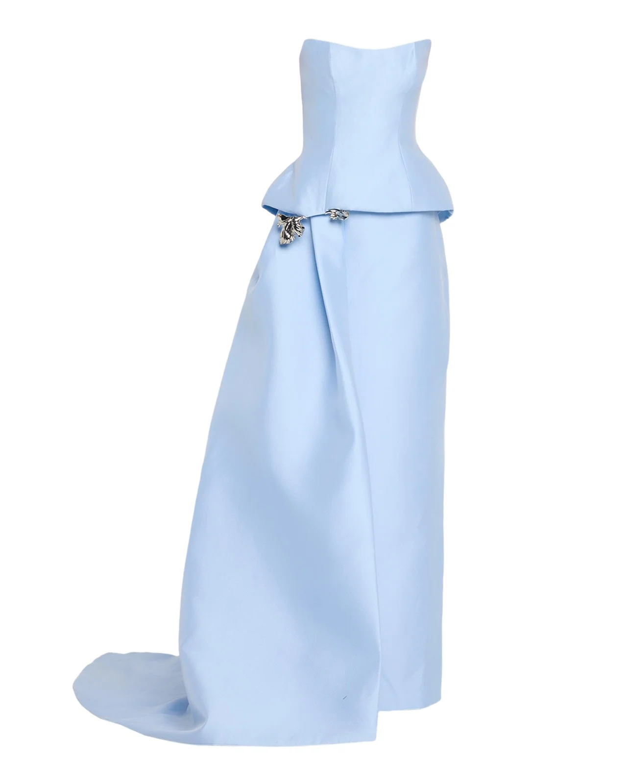 Strapless Mikado Pique Peplum Drape Gown Strapless Mikado Pique Peplum Drape Gown