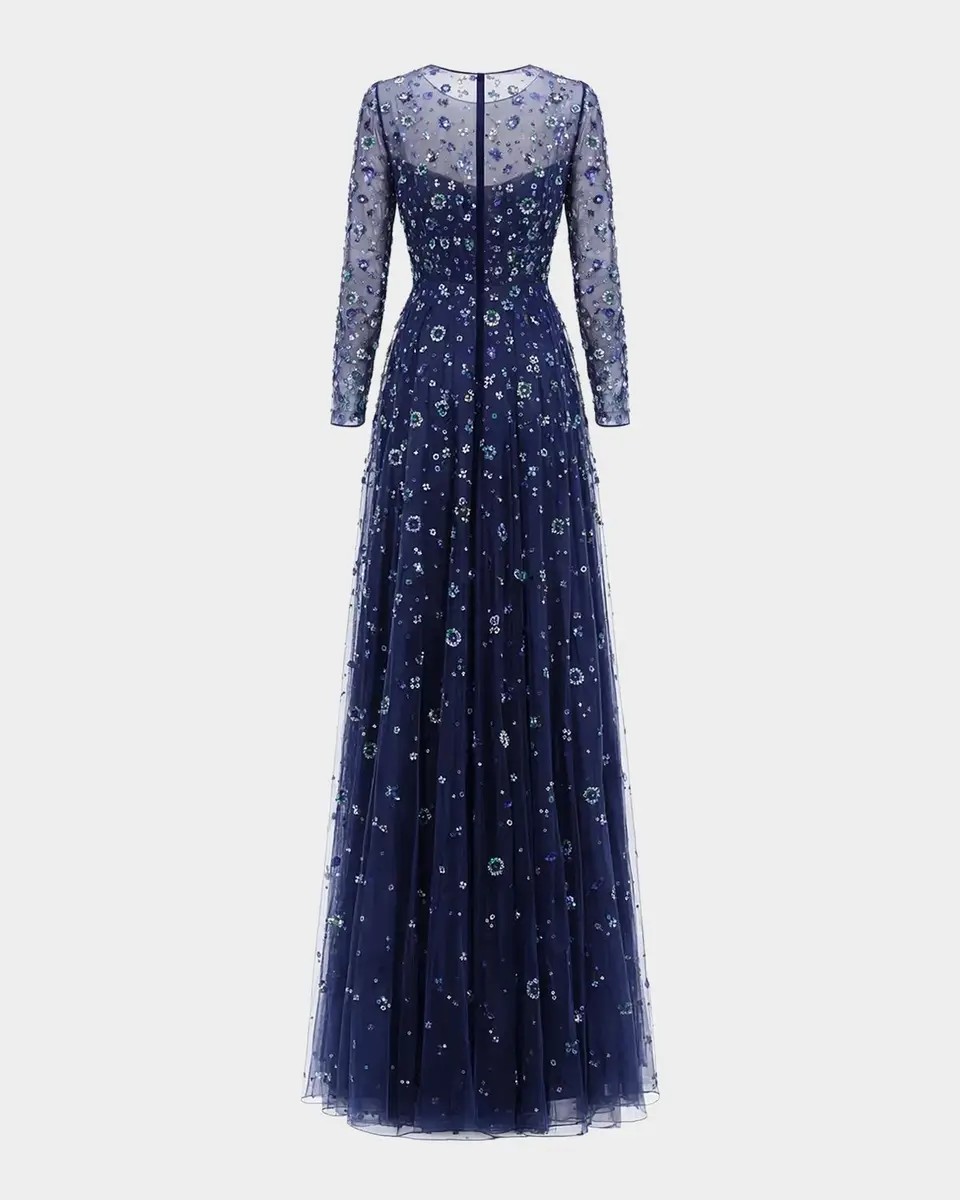 Mac Duggal Beaded Floral Sequin Mesh Gown | Thumbnail 5 Mac Duggal Beaded Floral Sequin Mesh Gown | Thumbnail 5