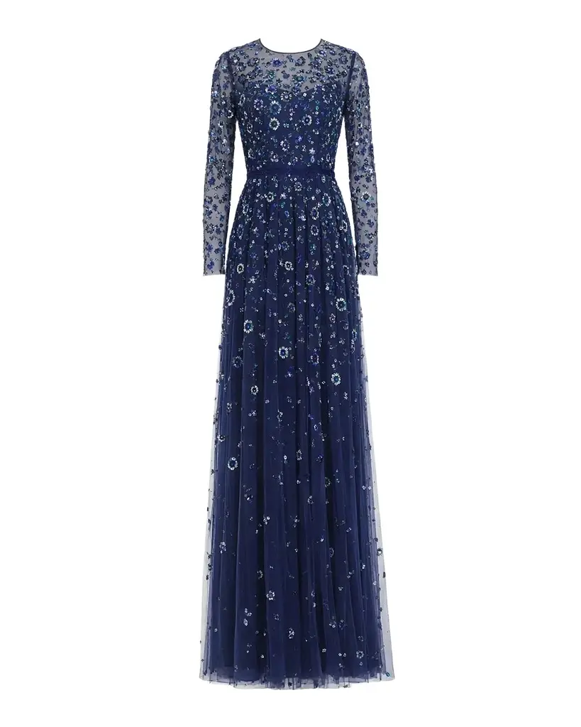 Mac Duggal Beaded Floral Sequin Mesh Gown | Image 1 Mac Duggal Beaded Floral Sequin Mesh Gown | Image 1