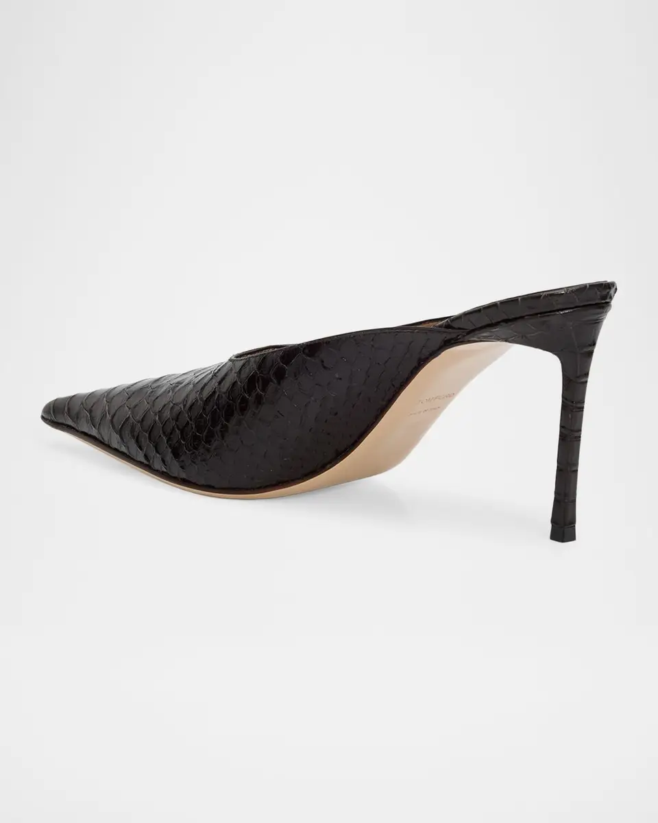 Tom Ford 85mm Semi Shiny Croc-Embossed Leather Mule Pumps | Thumbnail 2 Tom Ford 85mm Semi Shiny Croc-Embossed Leather Mule Pumps | Thumbnail 2
