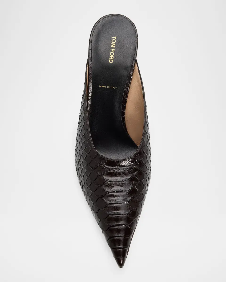 Tom Ford 85mm Semi Shiny Croc-Embossed Leather Mule Pumps | Thumbnail 4 Tom Ford 85mm Semi Shiny Croc-Embossed Leather Mule Pumps | Thumbnail 4