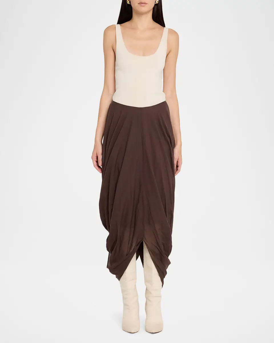 TOTEME Cocoon Drape Cotton-Blend Midi Skirt | Thumbnail 2