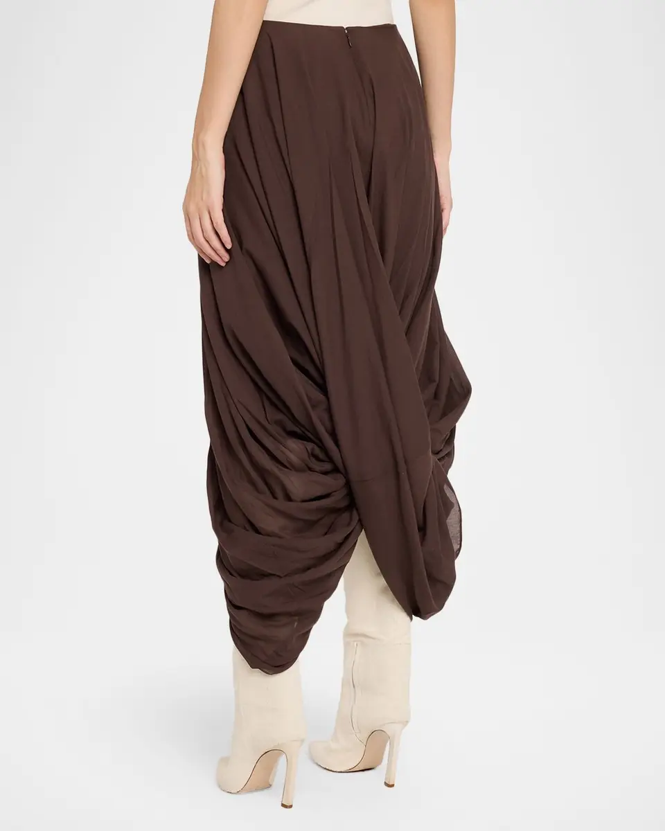 TOTEME Cocoon Drape Cotton-Blend Midi Skirt | Thumbnail 3