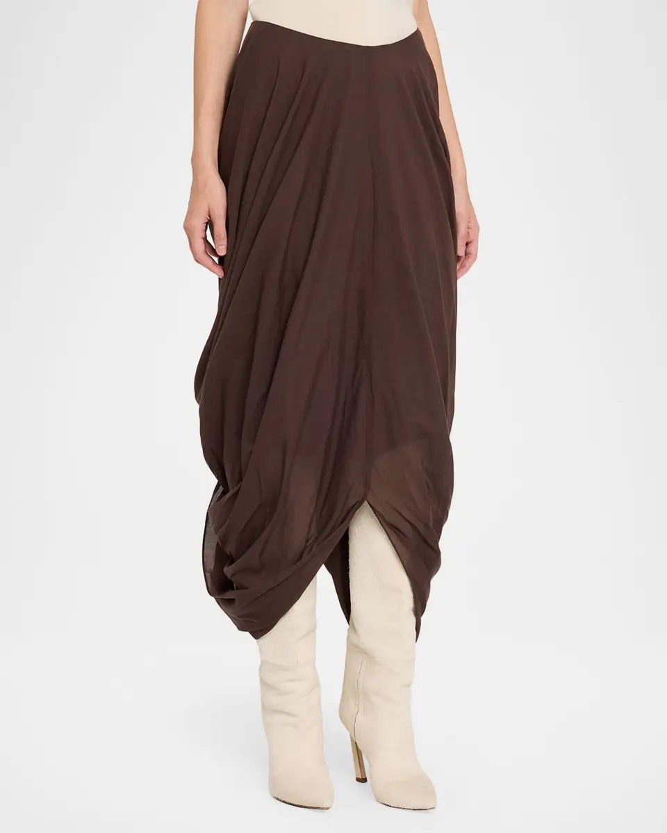 TOTEME Cocoon Drape Cotton-Blend Midi Skirt | Thumbnail 4