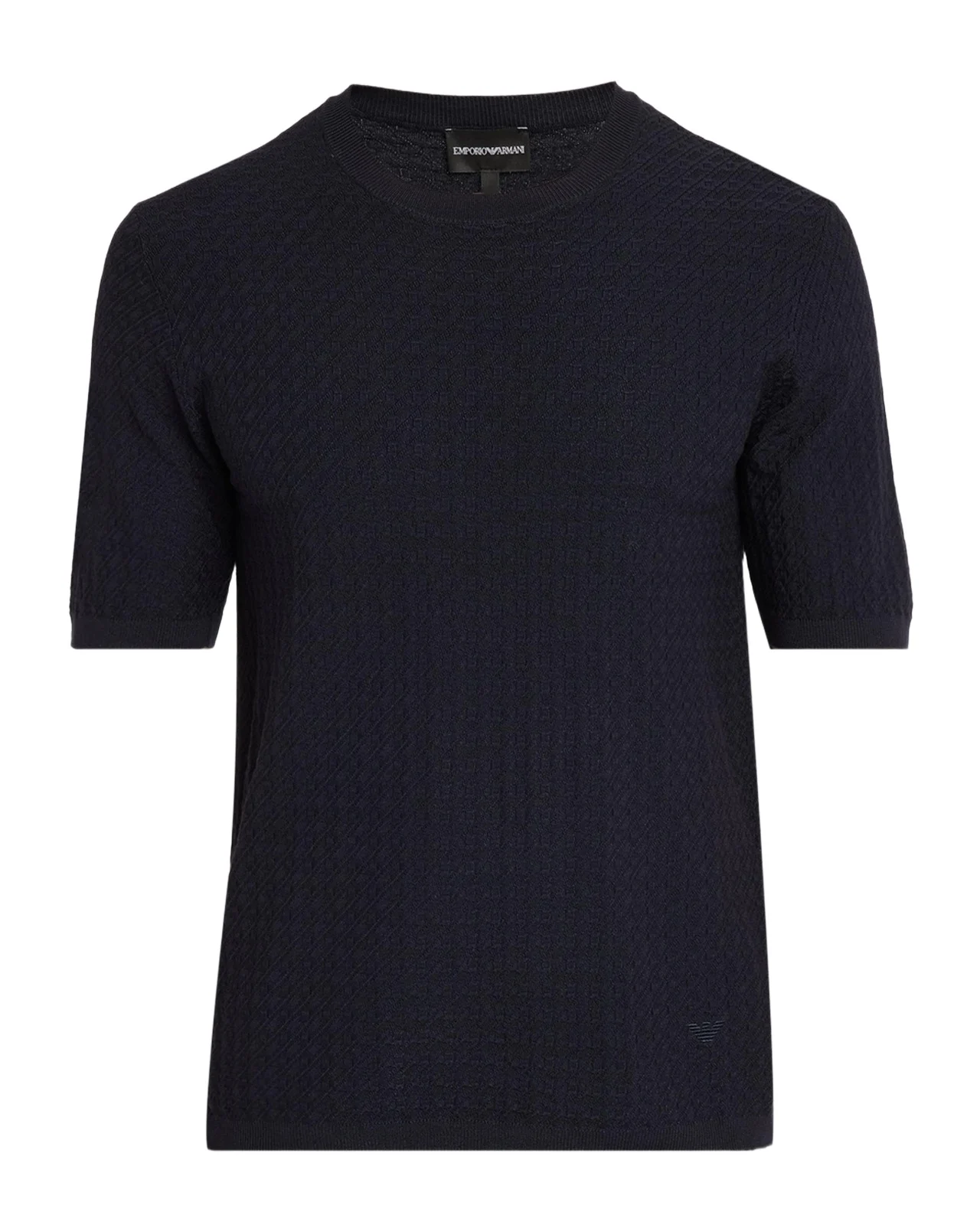 Emporio Armani Men's Textured Micro-Geometric Short-Sleeve Sweater