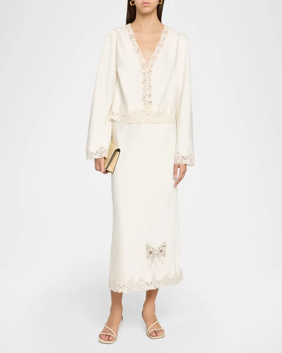 LoveShackFancy Avelaine Satin Midi Skirt | Thumbnail 2 LoveShackFancy Avelaine Satin Midi Skirt | Thumbnail 2
