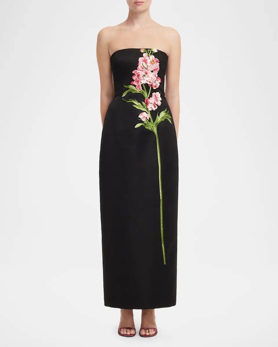 LEO LIN Rayna Strapless Embroidered Column Maxi Dress | Thumbnail 2 LEO LIN Rayna Strapless Embroidered Column Maxi Dress | Thumbnail 2