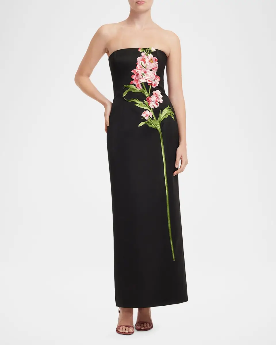 LEO LIN Rayna Strapless Embroidered Column Maxi Dress | Thumbnail 4 LEO LIN Rayna Strapless Embroidered Column Maxi Dress | Thumbnail 4