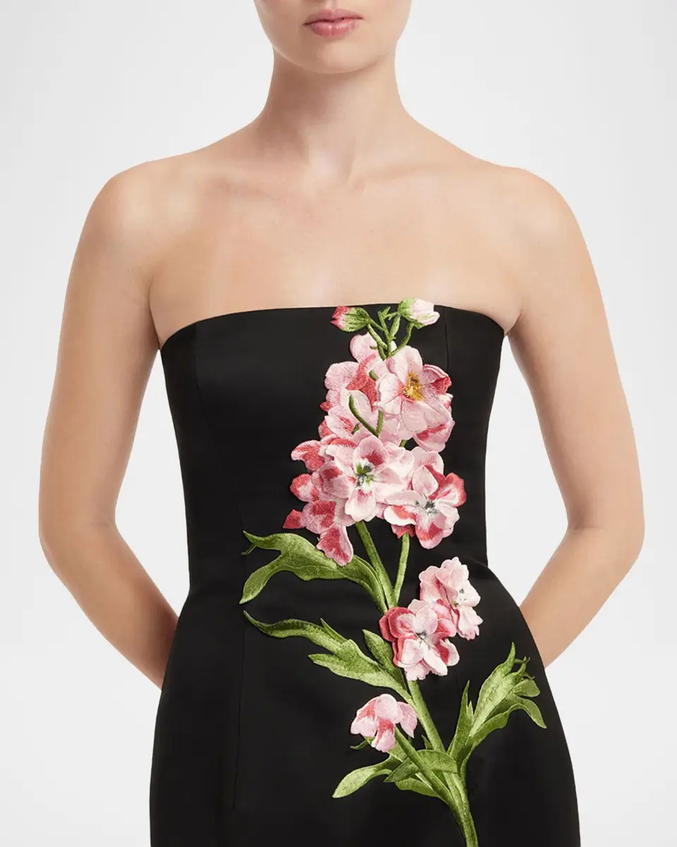 LEO LIN Rayna Strapless Embroidered Column Maxi Dress | Thumbnail 5 LEO LIN Rayna Strapless Embroidered Column Maxi Dress | Thumbnail 5