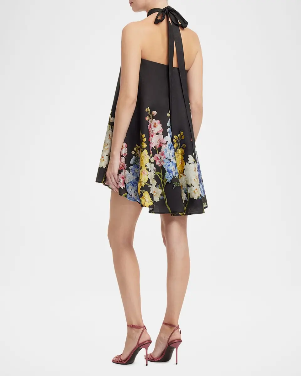 LEO LIN Eloise Floral-Print Trapeze Halter Mini Dress | Thumbnail 3 LEO LIN Eloise Floral-Print Trapeze Halter Mini Dress | Thumbnail 3