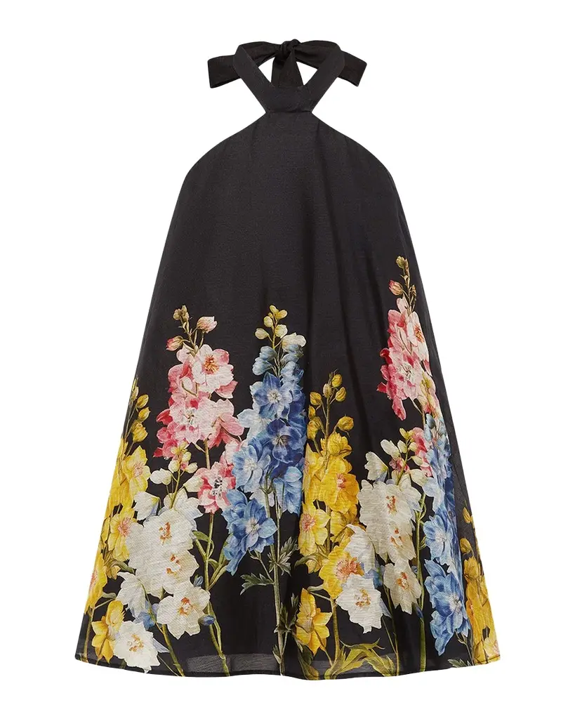 LEO LIN Eloise Floral-Print Trapeze Halter Mini Dress | Image 1 LEO LIN Eloise Floral-Print Trapeze Halter Mini Dress | Image 1