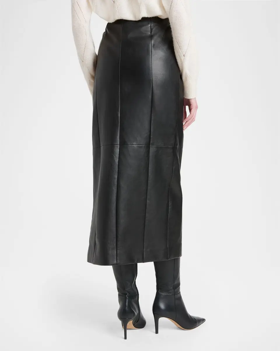 Kiton Leather Front Slit Midi Skirt | Thumbnail 3 Kiton Leather Front Slit Midi Skirt | Thumbnail 3