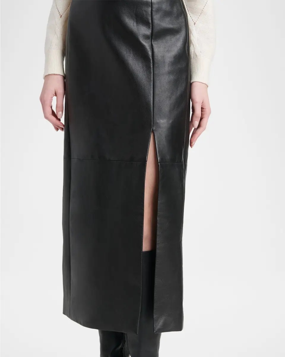 Kiton Leather Front Slit Midi Skirt | Thumbnail 5 Kiton Leather Front Slit Midi Skirt | Thumbnail 5