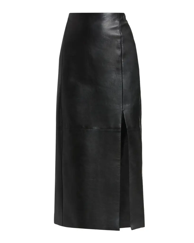 Kiton Leather Front Slit Midi Skirt | Image 1 Kiton Leather Front Slit Midi Skirt | Image 1