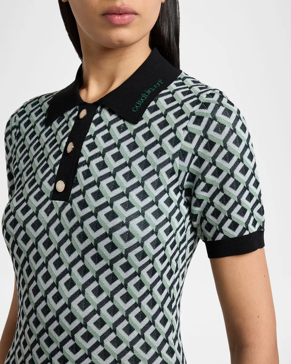 Casablanca Cubist Monogram Short-Sleeve Mini Polo Dress | Thumbnail 5