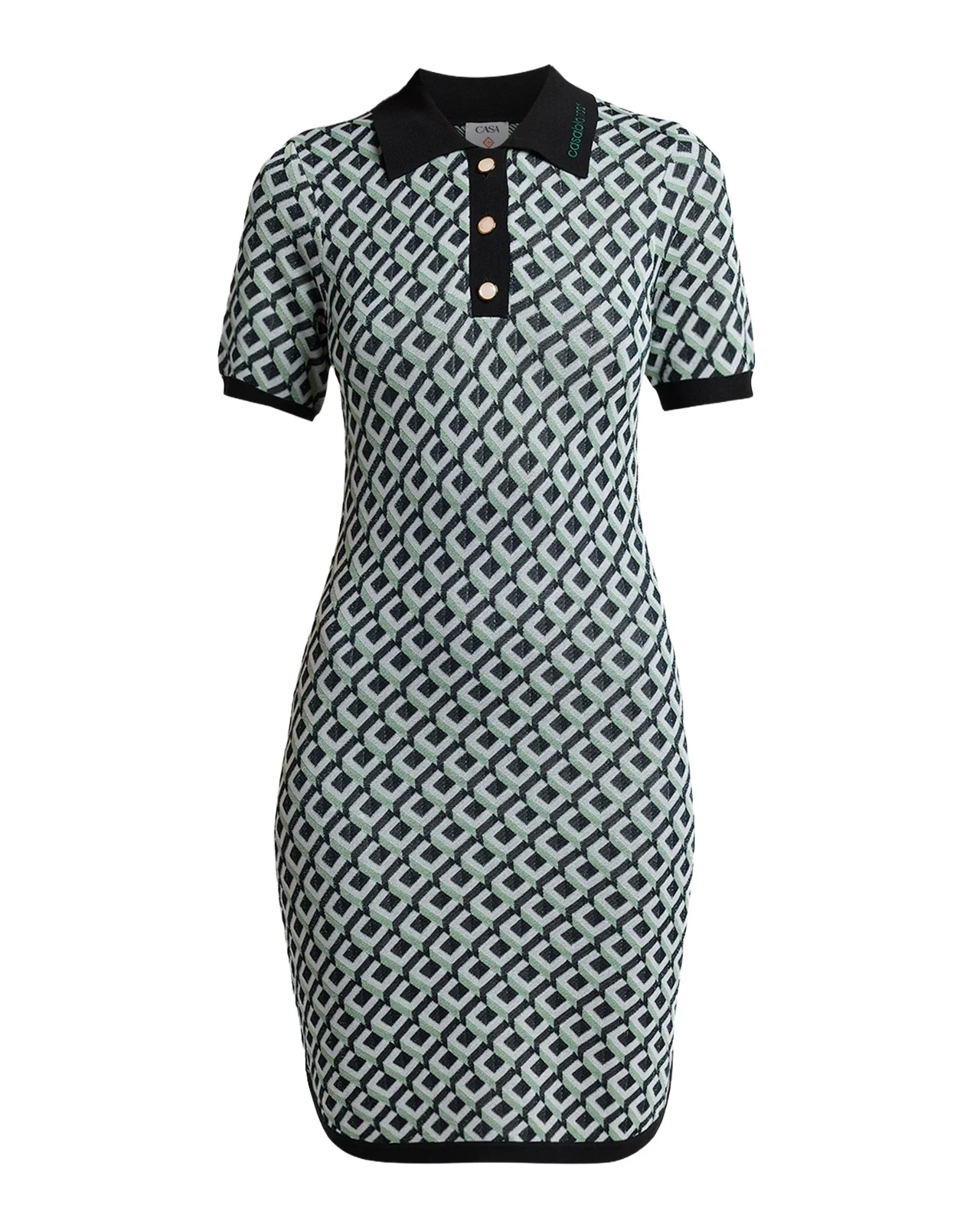 Cubist Monogram Short-Sleeve Mini Polo Dress Cubist Monogram Short-Sleeve Mini Polo Dress