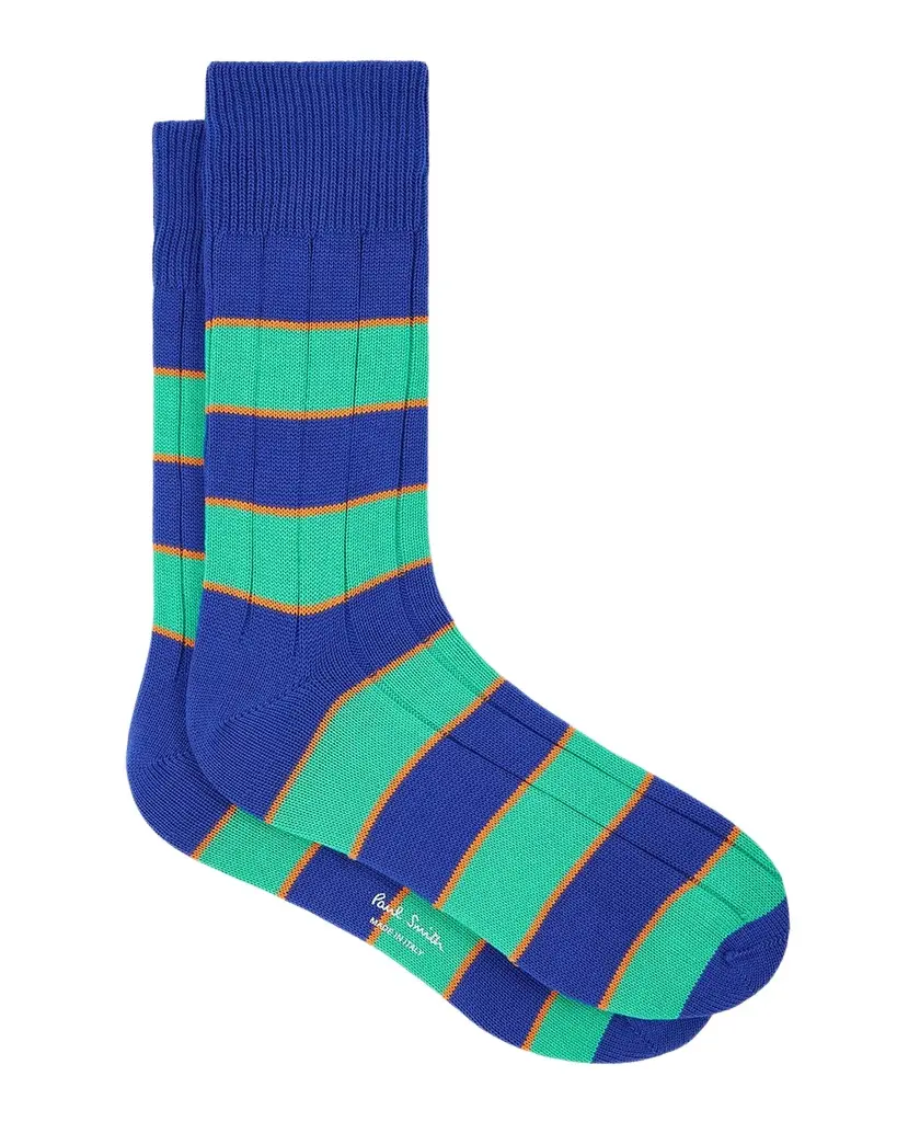 Paul Smith Men's Kennedy Contrast-Stripe Crew Socks | Image 1 Paul Smith Men's Kennedy Contrast-Stripe Crew Socks | Image 1