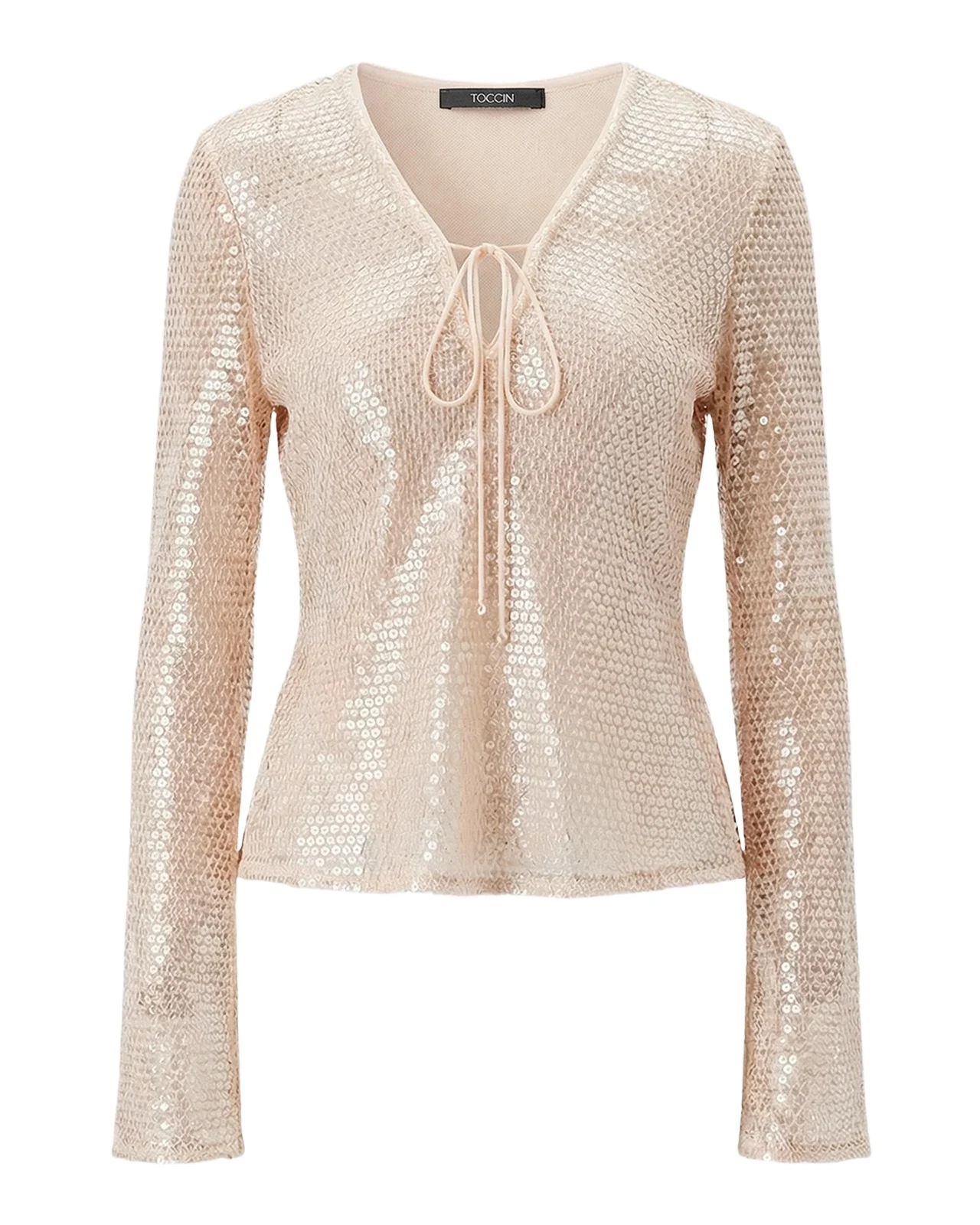 Zuri Sequined V-Neck Top