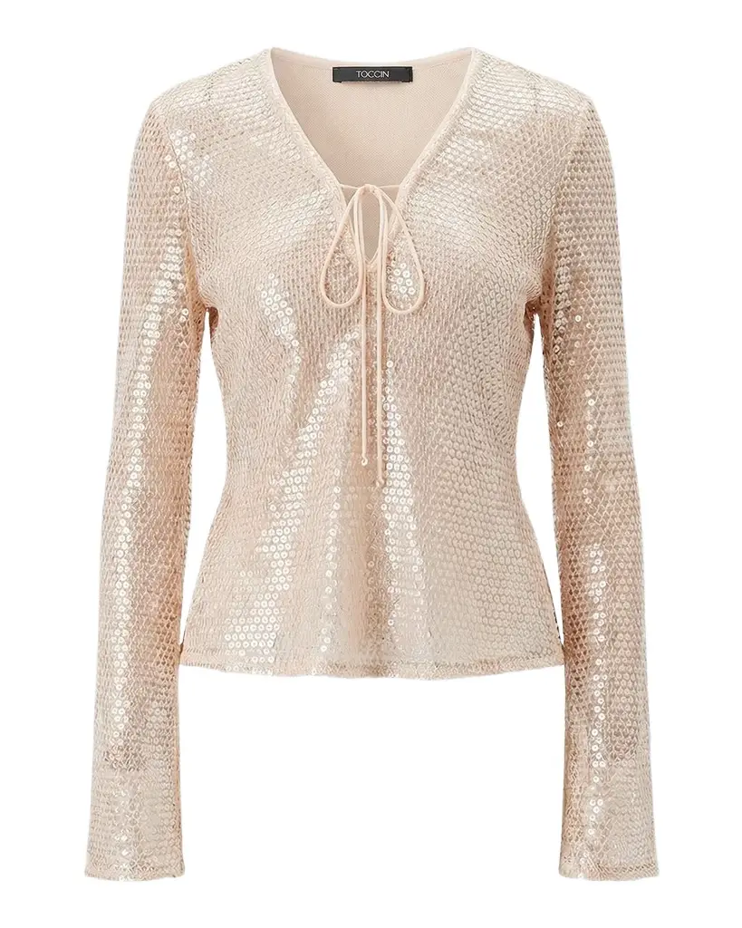 Toccin Zuri Sequined V-Neck Top