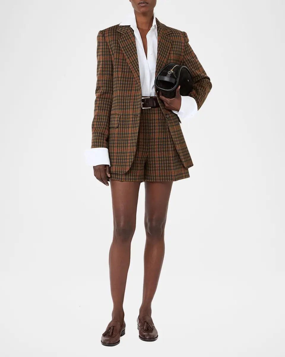 Max Mara Check Wool-Blend Single-Breasted Jacket | Thumbnail 2 Max Mara Check Wool-Blend Single-Breasted Jacket | Thumbnail 2