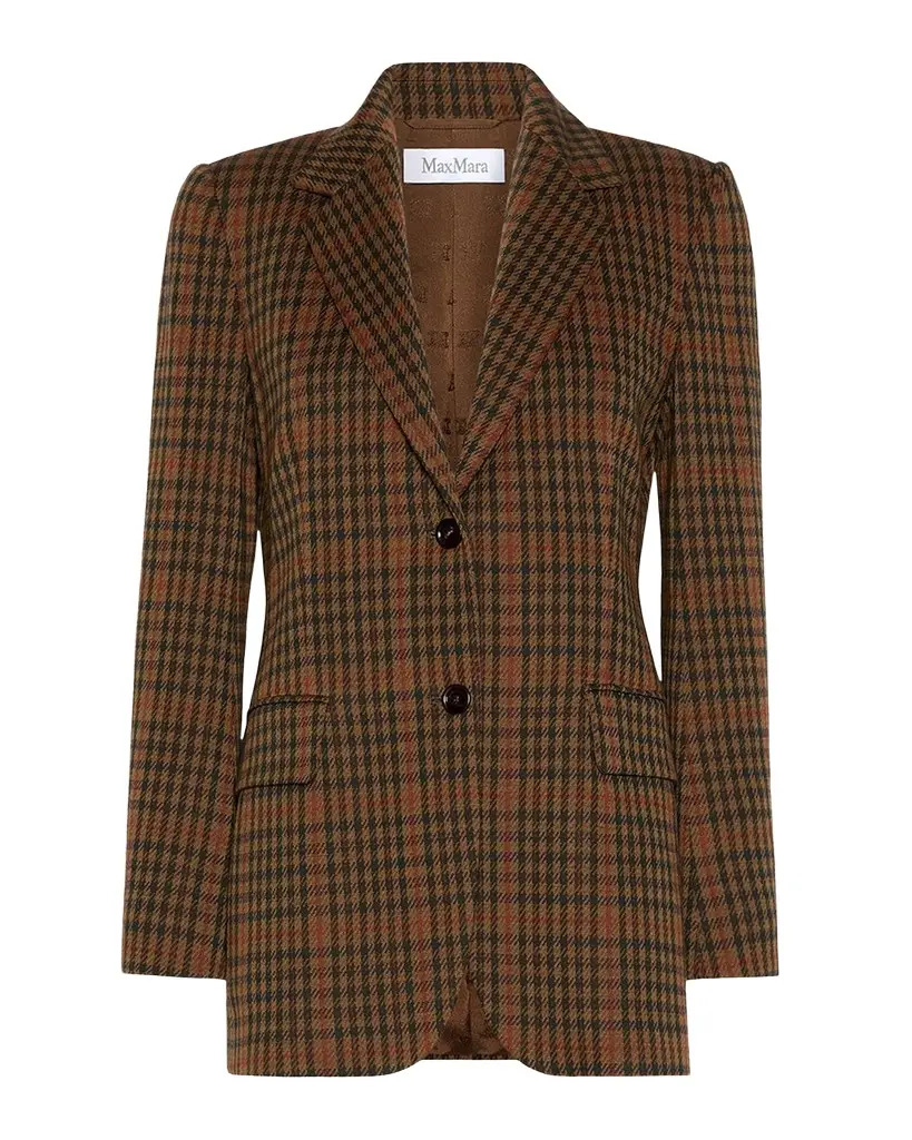 Max Mara Check Wool-Blend Single-Breasted Jacket | Image 1 Max Mara Check Wool-Blend Single-Breasted Jacket | Image 1