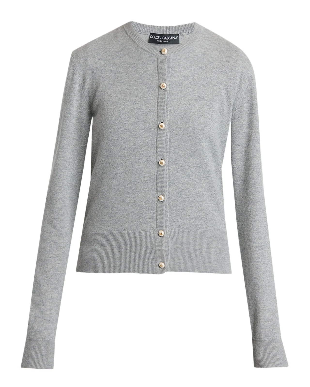 Dolce & Gabbana Pearly Button Cashmere Crewneck Cardigan