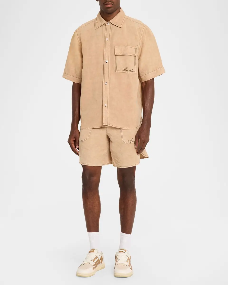 AMIRI Script Logo Linen-Blend Shirt | Thumbnail 2 AMIRI Script Logo Linen-Blend Shirt | Thumbnail 2