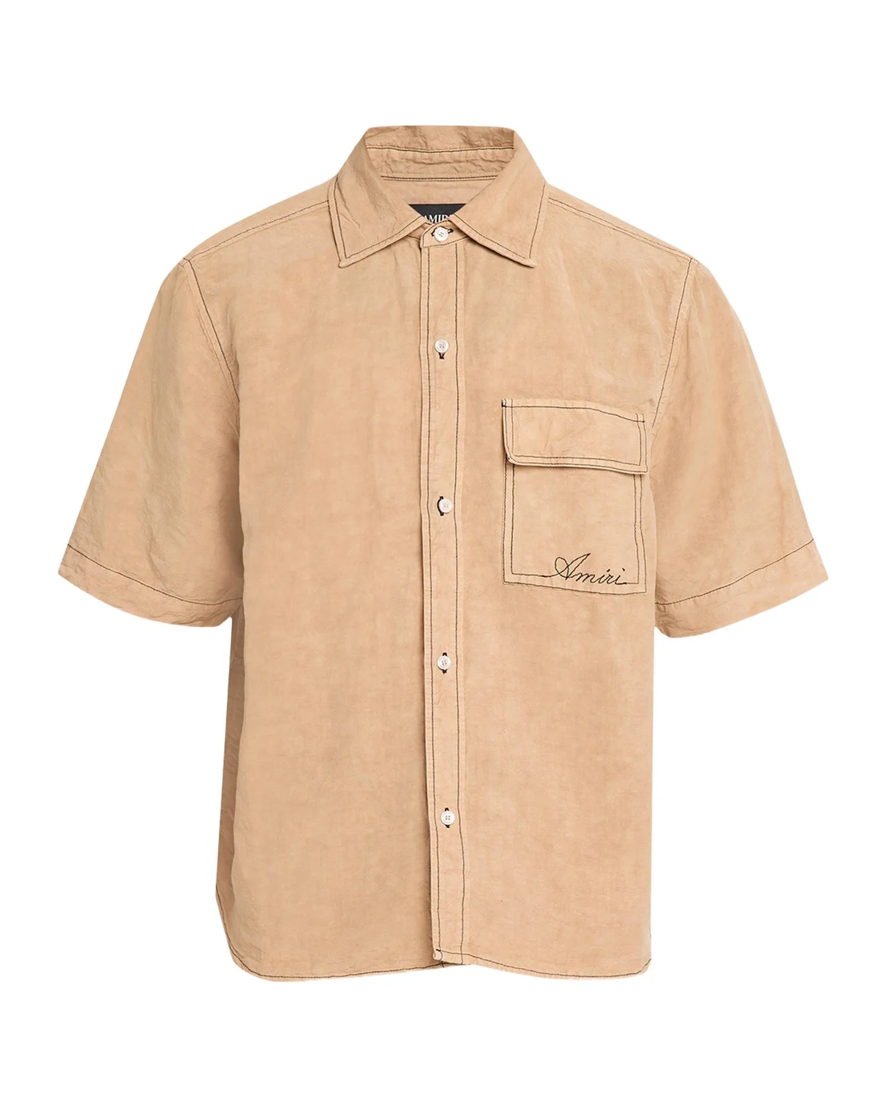 AMIRI Script Logo Linen-Blend Shirt